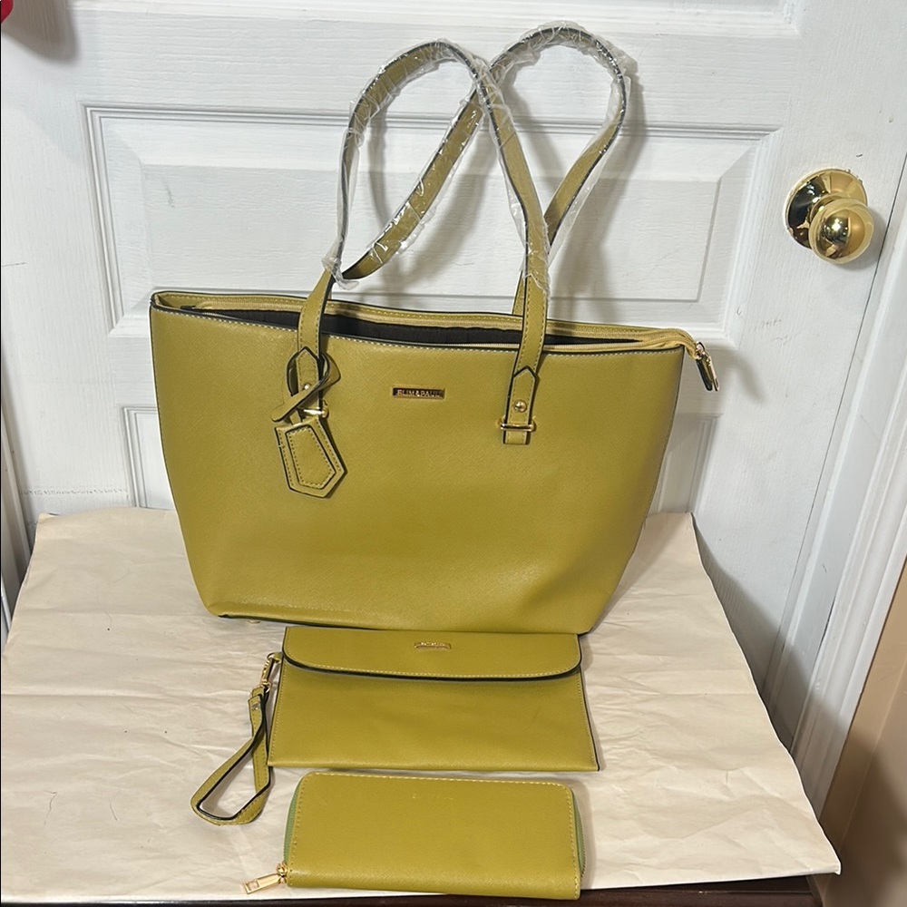 ELIM&PAUL Green Tote Bag Set new without box